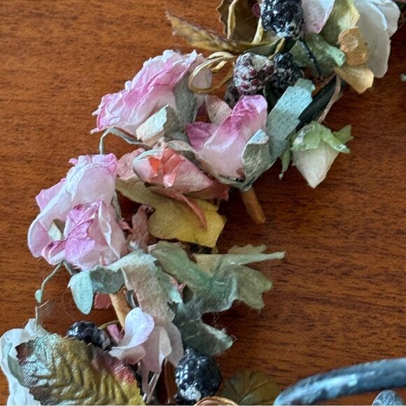 Floral Wall Candle or Vase Holder with Blue and Purple Floral Garland Accents - Picture 4 of 11